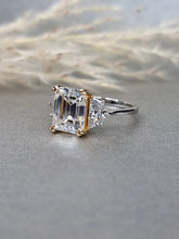 Load image into Gallery viewer, 4.00ct Emerald Cut With Epaulette Brilliant Cut Side stone Ring