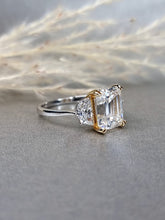 Load image into Gallery viewer, 4.00ct Emerald Cut With Epaulette Brilliant Cut Side stone Ring