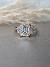 Load image into Gallery viewer, 4.00ct Emerald Cut With Epaulette Brilliant Cut Side stone Ring