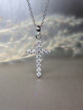 Load image into Gallery viewer, 0.72ct Round Brilliant Cut Moissanite Diamond Cross Necklace