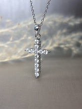 Load image into Gallery viewer, 0.72ct Round Brilliant Cut Moissanite Diamond Cross Necklace