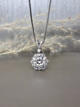 Load image into Gallery viewer, 2.00ct Round Brilliant Cut Moissanite Diamond With Wavy Halo Setting Necklace