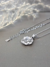 Load image into Gallery viewer, 2.00ct Round Brilliant Cut Moissanite Diamond With Wavy Halo Setting Necklace