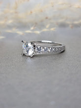 Load image into Gallery viewer, 1.00ct Round Brilliant Cut Moissanite Diamond With Side Stone Ring