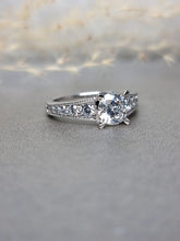Load image into Gallery viewer, 1.00ct Round Brilliant Cut Moissanite Diamond With Side Stone Ring