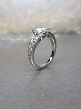 Load image into Gallery viewer, 1.00ct Round Brilliant Cut Moissanite Diamond With Side Stone Ring
