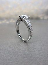Load image into Gallery viewer, 1.00ct Round Brilliant Cut Moissanite Diamond With Side Stone Ring