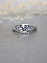 Load image into Gallery viewer, 1.00ct Round Brilliant Cut Moissanite Diamond With Side Stone Ring