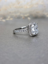 Load image into Gallery viewer, 2.00ct Long Cushion Cut Moissanite Diamond With Halo Side Stone Ring
