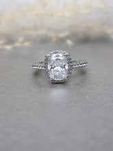 Load image into Gallery viewer, 2.00ct Long Cushion Cut Moissanite Diamond With Halo Side Stone Ring