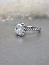 Load image into Gallery viewer, 2.00ct Long Cushion Cut Moissanite Diamond With Halo Side Stone Ring