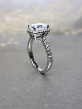 Load image into Gallery viewer, 2.00ct Long Cushion Cut Moissanite Diamond With Halo Side Stone Ring