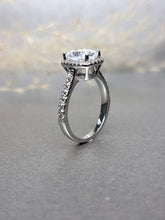 Load image into Gallery viewer, 2.00ct Long Cushion Cut Moissanite Diamond With Halo Side Stone Ring