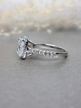 Load image into Gallery viewer, 2.00ct Long Cushion Cut Moissanite Diamond With Halo Side Stone Ring