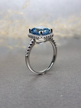 Load image into Gallery viewer, 4.00ct Emerald Cut Vivid Blue Moissanite Diamond Ring