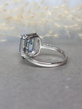 Load image into Gallery viewer, 4.00ct Emerald Cut Vivid Blue Moissanite Diamond Ring