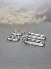 Load image into Gallery viewer, Moissanite Pave Setting Double Hoop Dangling Earring