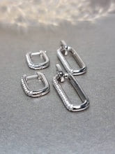 Load image into Gallery viewer, Moissanite Pave Setting Double Hoop Dangling Earring