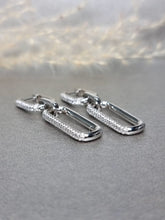 Load image into Gallery viewer, Moissanite Pave Setting Double Hoop Dangling Earring