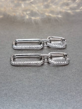 Load image into Gallery viewer, Moissanite Pave Setting Double Hoop Dangling Earring