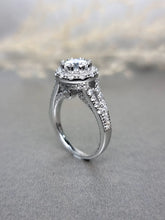Load image into Gallery viewer, 1.00ct Round Brilliant Cut Moissanite Diamond With Double V Band Ring