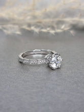 Load image into Gallery viewer, 1.00ct Round Brilliant Cut Moissanite Diamond With Side Stone Ring
