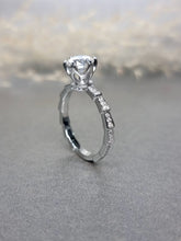 Load image into Gallery viewer, 1.00ct Round Brilliant Cut Moissanite Diamond With Side Stone Ring