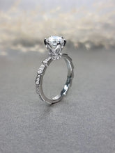 Load image into Gallery viewer, 1.00ct Round Brilliant Cut Moissanite Diamond With Side Stone Ring