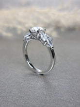 Load image into Gallery viewer, 1.00ct Round Brilliant Cut Moissanite Diamond With Side Marquise Cut Stone Ring