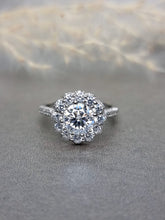 Load image into Gallery viewer, 1.20ct Round Brilliant Cut Moissanite Diamond With Halo Setting + Pave Band Ring