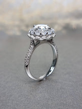 Load image into Gallery viewer, 1.20ct Round Brilliant Cut Moissanite Diamond With Halo Setting + Pave Band Ring