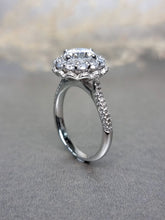Load image into Gallery viewer, 1.20ct Round Brilliant Cut Moissanite Diamond With Halo Setting + Pave Band Ring