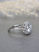 Load image into Gallery viewer, 1.20ct Round Brilliant Cut Moissanite Diamond With Halo Setting + Pave Band Ring