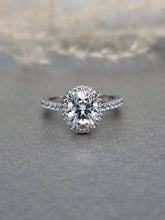 Load image into Gallery viewer, 2.00ct Oval Shape Halo Moissanite Diamond Ring