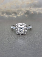 Load image into Gallery viewer, 1.00ct Princess Cut Moissanite Diamond With Double Halo Ring