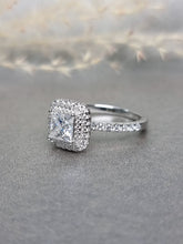 Load image into Gallery viewer, 1.00ct Princess Cut Moissanite Diamond With Double Halo Ring