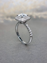 Load image into Gallery viewer, 1.00ct Princess Cut Moissanite Diamond With Double Halo Ring