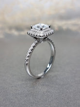 Load image into Gallery viewer, 1.00ct Princess Cut Moissanite Diamond With Double Halo Ring