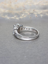 Load image into Gallery viewer, 2.00ct Emerald Cut Moissanite Diamond With Baguette Cut Side Stone Ring