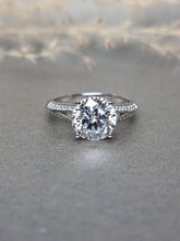 Load image into Gallery viewer, 3.00ct Round Brilliant Cut Moissanite Diamond With Double V Band Ring