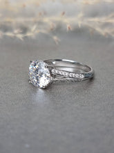 Load image into Gallery viewer, 3.00ct Round Brilliant Cut Moissanite Diamond With Double V Band Ring