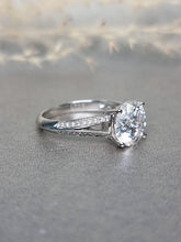 Load image into Gallery viewer, 3.00ct Round Brilliant Cut Moissanite Diamond With Double V Band Ring