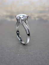 Load image into Gallery viewer, 3.00ct Round Brilliant Cut Moissanite Diamond With Double V Band Ring