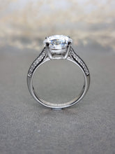Load image into Gallery viewer, 3.00ct Round Brilliant Cut Moissanite Diamond With Double V Band Ring