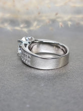 Load image into Gallery viewer, 3.00ct Round Brilliant Cut Moissanite Diamond With Broad Band Ring