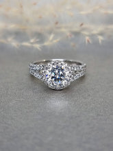 Load image into Gallery viewer, 1.50ct Round Brilliant Cut Moissanite Diamond With Halo V Band Ring