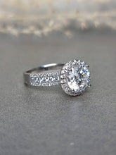 Load image into Gallery viewer, 2.00ct Round Brilliant Cut Halo Moissanite Diamond With Broad Band Ring