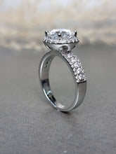 Load image into Gallery viewer, 2.00ct Round Brilliant Cut Halo Moissanite Diamond With Broad Band Ring