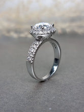 Load image into Gallery viewer, 2.00ct Round Brilliant Cut Halo Moissanite Diamond With Broad Band Ring