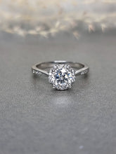Load image into Gallery viewer, 1.00ct Round Brilliant Cut Moissanite Diamond With Side Stone Ring